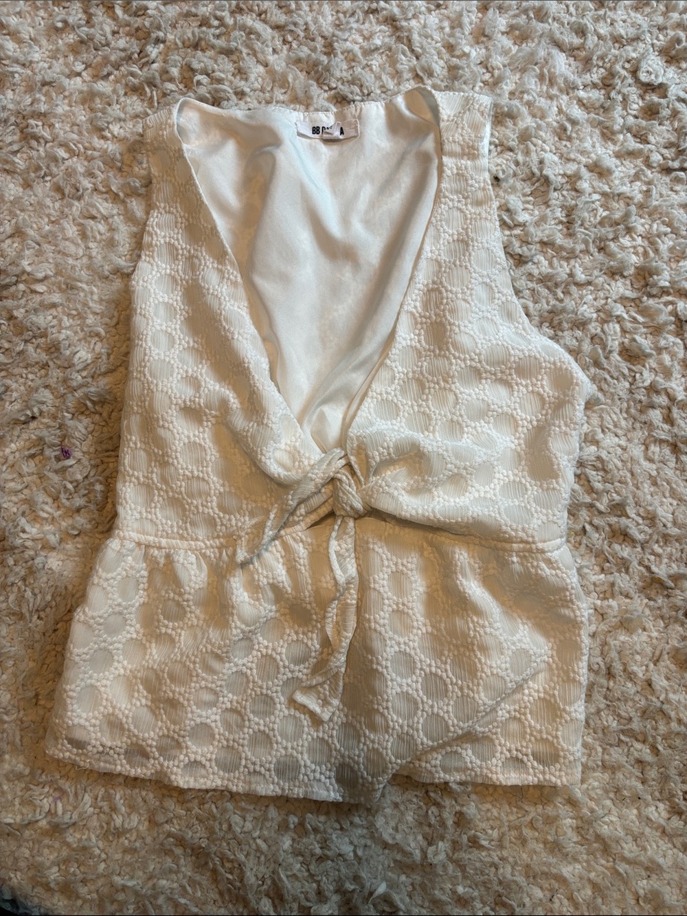 BB Dakota Ivory Textured Tie-Front Camisole